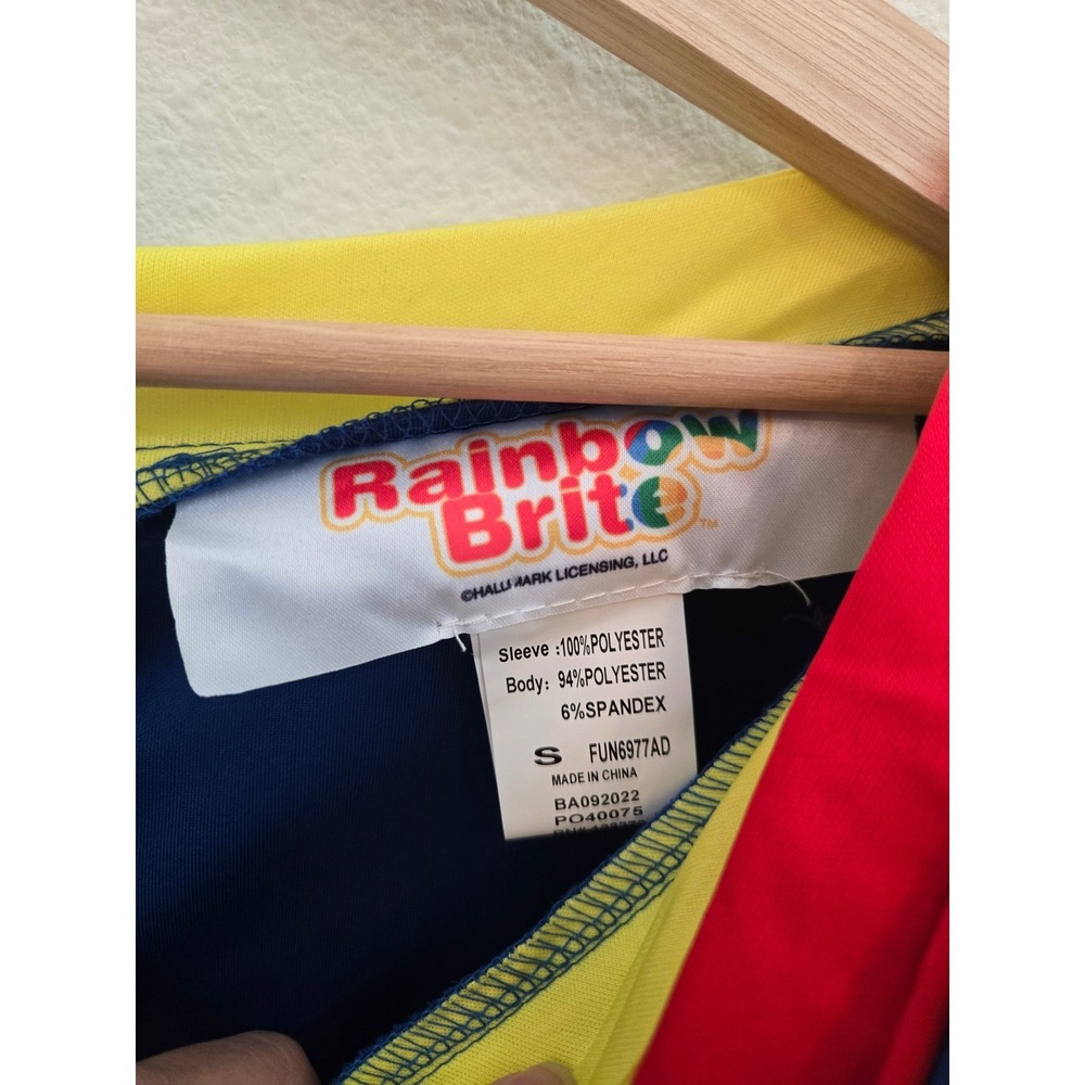 Rainbow Brite Womens Costume Dress Blue Rainbow Striped Halloween Cosplay S - Picture 2 of 9